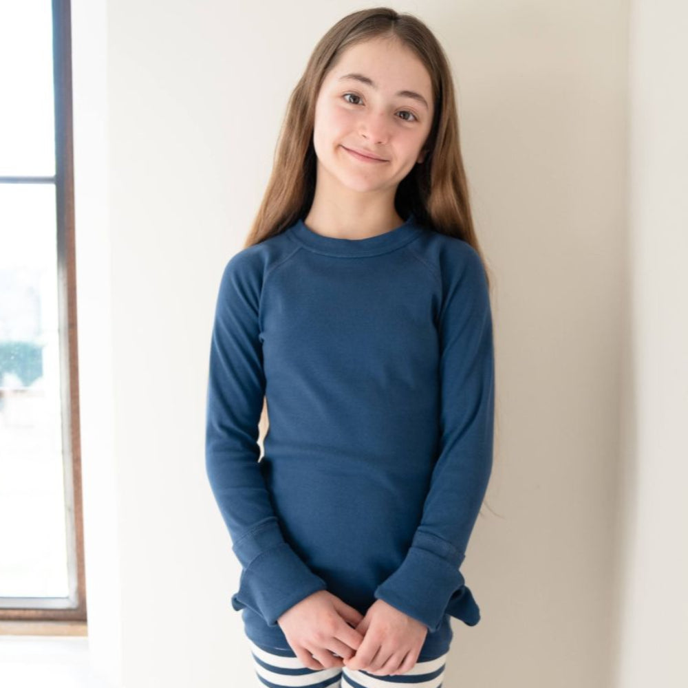 Eczema Scratch Mitten T Opening Hand - Kids - Soft Grey Marl/Navy Peony