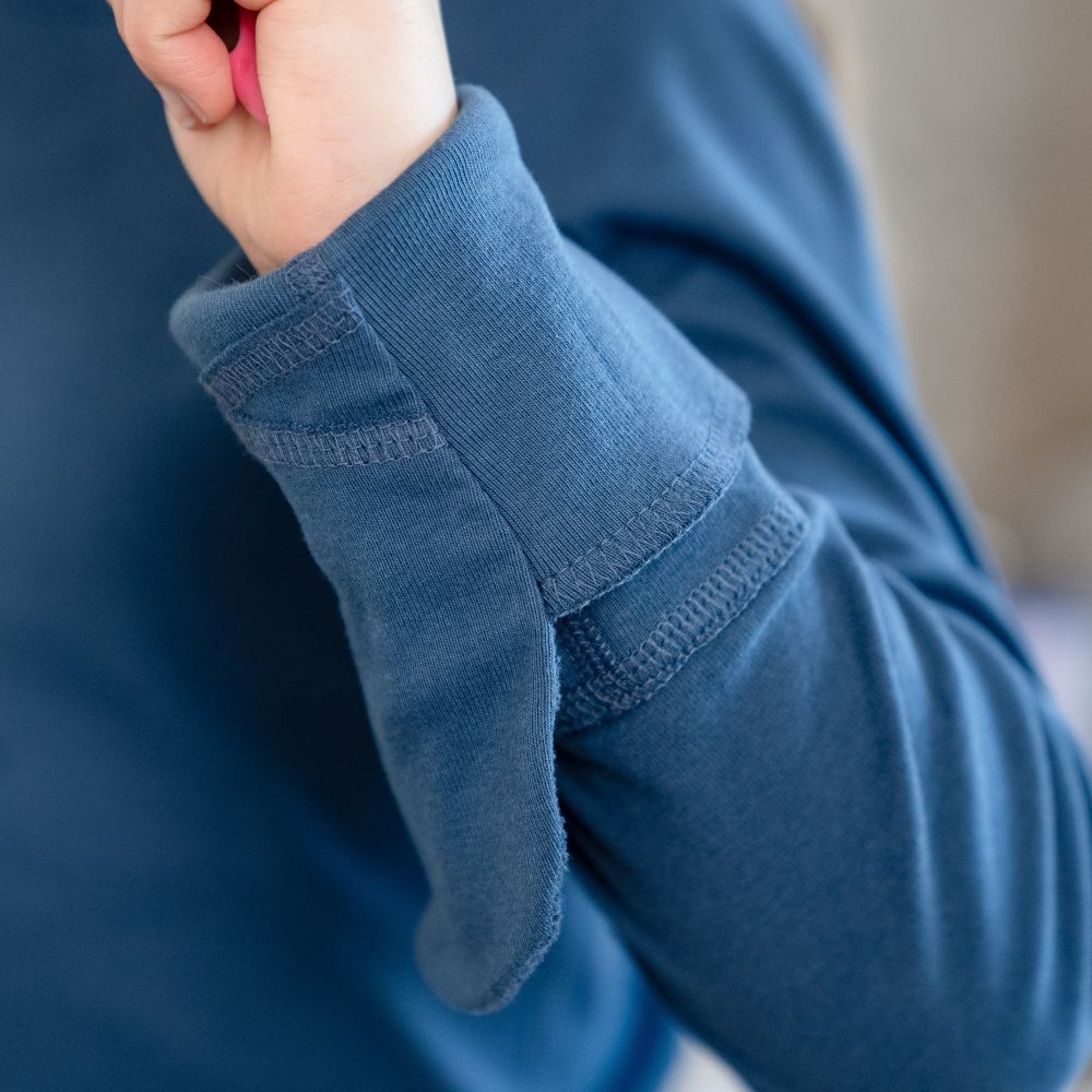 Eczema Scratch Mitten T Opening Hand - Kids - Soft Grey Marl/Navy Peony