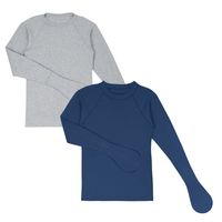 Eczema Scratch Mitten T Opening Hand - Kids - Soft Grey Marl/Navy Peony