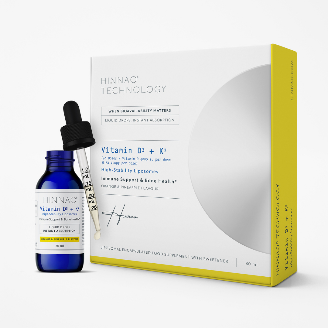 HINNAO Technology Sublingual Vitamin D3 and K2 30ml bottle
